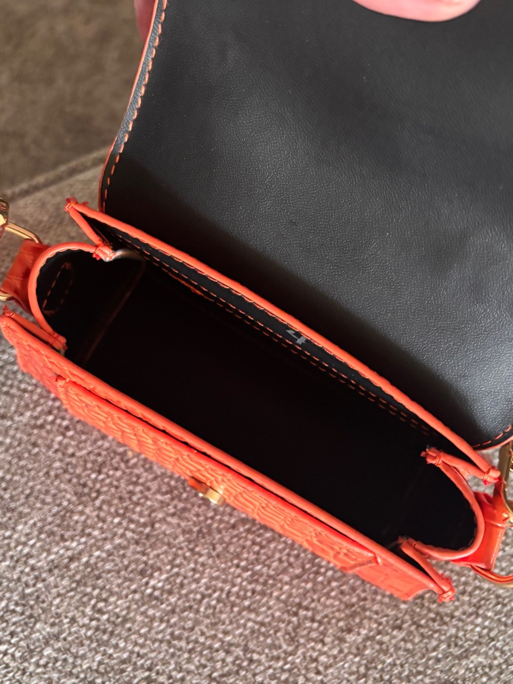 Orange Croc-Embossed Top Handle Mini Bag - Like New - Picture 5 of 5